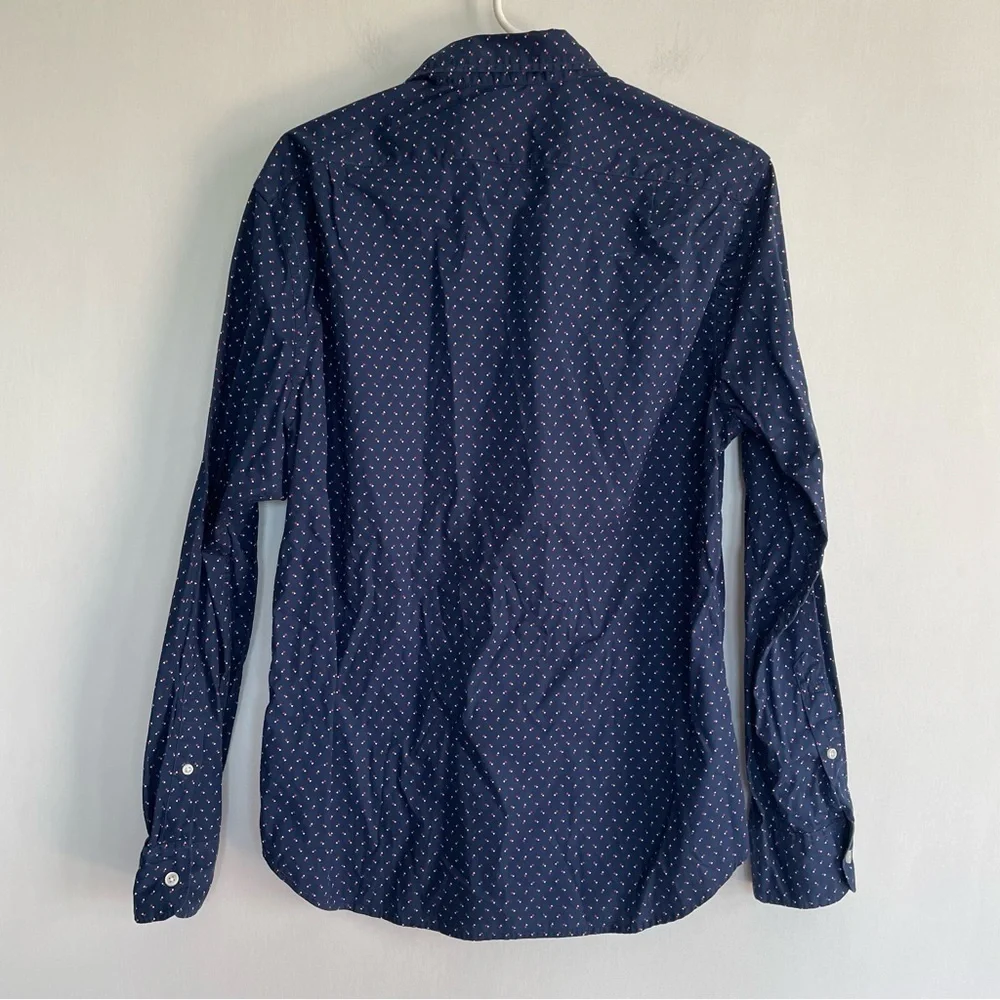 J. Crew Flex Washed Slim Dress Shirt Button Down Navy Blue Collared Cotton M